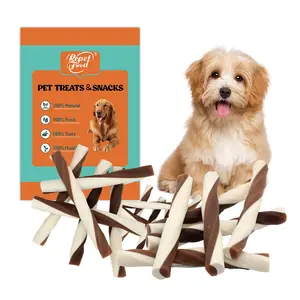 Couro Dupla Cor Natural Torcido Rawhide Chew Sticks Pet Produto Lanches Para Cães Inovadores Comida Para Cães Secos Torção Comida Lanche