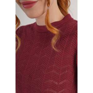 Blusa de Punto Borgoña al por Mayor con Mangas Cortas, Estampado, Talla Grande, Estilo Casual-Formal para Otoño e Invierno - Product Image 2