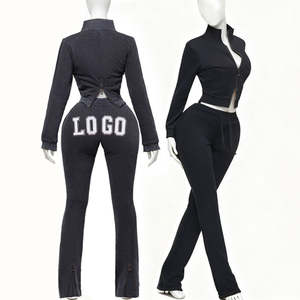 ชุดวอร์มมีซิปคู่สำหรับผู้หญิงผ้าคอตตอนนิ่มปักลายผ้าคอตตอนซักได้ตามต้องการ - Product Image 4