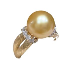 Exquisite Imported 925 Silver <b>Fashion</b> <b>Ring</b> with Natural Gold Bead Inlay Frosted Craft Comes with Gift Box - Product Image 5