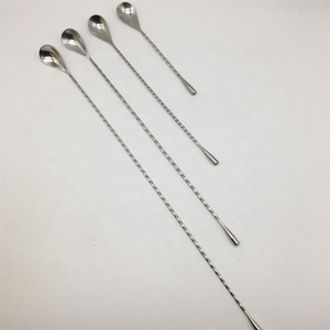 Barra de acero inoxidable con forma de gota de agua de longitud personalizada, herramientas para cóctel, varilla agitadora para mezclar, cuchara trenzada, palo giratorio - Product Image 1