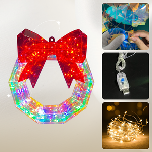 Lazo Rojo LED Decorativo para Colgar en la Pared, Funciona con Batería, Lazo Prismático Luminoso, Decoración Geométrica para Bodas, Navidad y Fiestas - Product Image 5