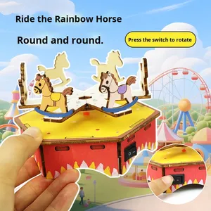 Juguetes Educativos Unisex para Niños de 0 a 3 Meses, Forma de Animal, <span class=keywords><strong>Ciencia</strong></span> Física, Pequeño Carrusel de Madera, Modelo de Adorno Manual - Product Image 2