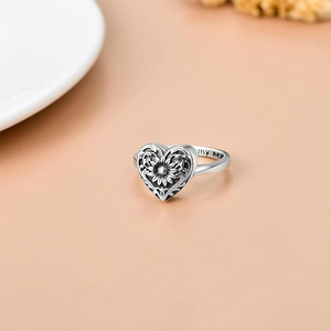 Liontin bunga matahari guci cincin yang memegang yang dicintai dengan pengikat besi tahan karat pita kenang-kenangan perhiasan kremasi cincin - Product Image 3
