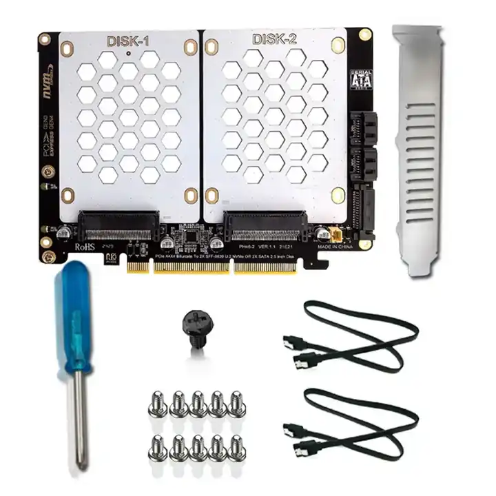 U.2 Dual Drive Adapter Card 2.5 Inch SATA Hard Drive to PCIE4.0 Split Card U2 to PCI E Adapter Card U.2 PCIe Adapter