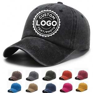 Casquettes de baseball en coton délavé vintage, casquettes personnalisées avec logo, casquettes ajustables pour hommes et femmes - Product Image 1