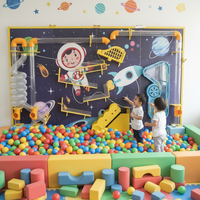 Mur de jeu interactif transparent pour salle de jeux sur le thème de la science spatiale Leber, mur de balles océaniques, aire de jeux intérieure, jeu de tubes, mur de jeu sensoriel et de puzzle
