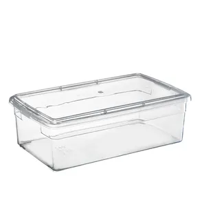 Caja de almacenamiento apilable transparente, tapa a presión, 5L