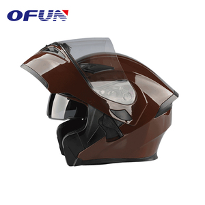 Mũ Bảo Hiểm OFUN Đi Mô Tô, Mũ Bảo Hiểm Xe Máy Hai Lớp PVC Mặt Mở Màu Nâu Chấm Bi - Product Image 5