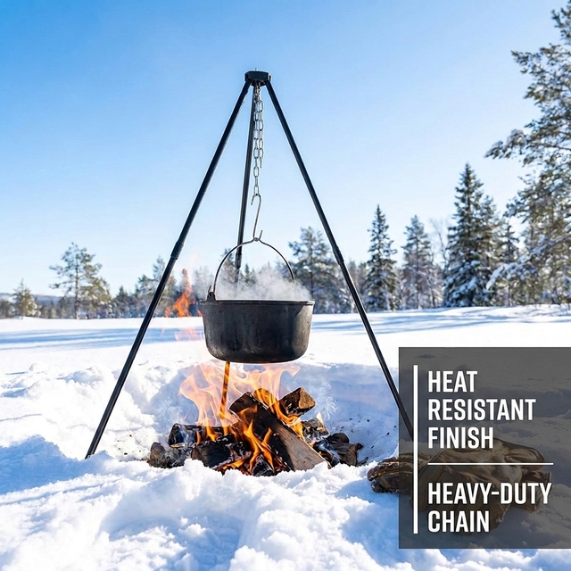 Hot Sale Aluminum Alloy Collapsible 3-Section Camping Tripod Outdoor Cooking Stand for Campfire Picnic Backyard
