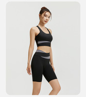 Prix usine chinoise Colorblock costume de sport décontracté respirant Fitness costume haute élastique nu Yoga costume pour les femmes