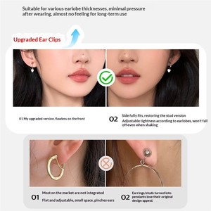 Pendientes de Clip sin Perforación con Colgante de Corazón en Tonos Fríos, Diseño Indie, Elegantes, Lujosos, Minimalistas, Versátiles y Exquisitos - Product Image 5
