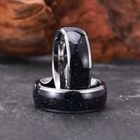 Bagues en tungstène pour hommes et femmes, 8 mm, pierre de sable bleue, nébuleuse, ciel étoilé, alliances de fiançailles pour hommes, bijoux de mode polis