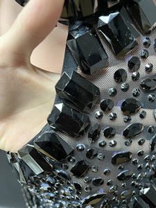 Novance Y5208 Nuovi Arrivi Abito da Sera <span class=keywords><strong>Nero</strong></span> Sexy con Aperture, Lussuoso con Strass, Elegante <span class=keywords><strong>Vestito</strong></span> da Festa per Donne - Product Image 5