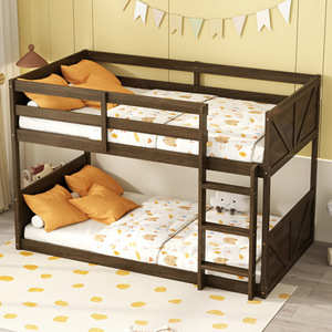 Cama litera infantil de madera maciza oscura, reversible, duradera, muebles de dormitorio para niños - Product Image 1
