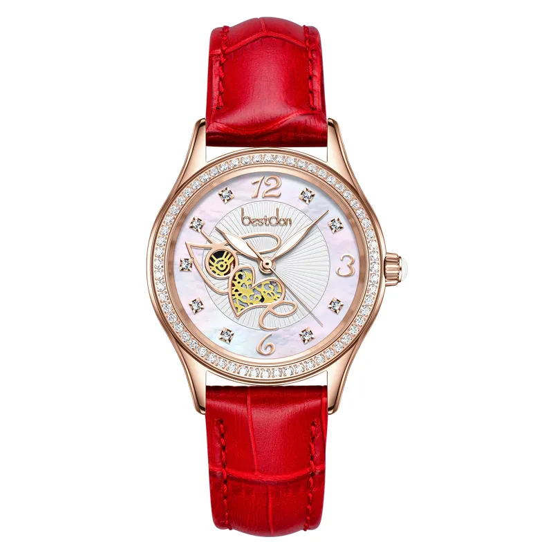 Bestdon-reloj de cuarzo para mujer, accesorio BD99296L a la moda, automático, con diamantes, correa de cuero y cerámica
