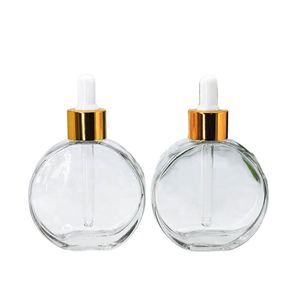 Unique Flat Oil Containers 50ml 60ml Clear Rectangle Empty Glass Essential Oil Skin Care Serum Inner Plug Dropper Bottles Screen - Product Image 3