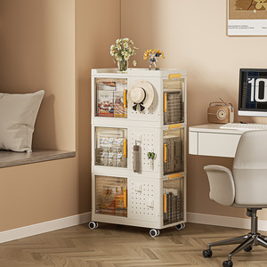 Plastic Storage Cart With Wheels Transparent Drawers For Kitchen Organization Creamy White Rectangle Standing Type - Product Image 2