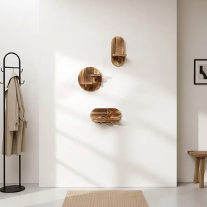 Hiện Đại Sang Trọng Hình Bầu Dục Bằng Gỗ Kệ Nổi Tường Kệ Gỗ Thẩm Mỹ Trang Trí Nội Thất Mộc Mạc Quốc Gia Phòng Trang Trí Nội Thất - Product Image 2