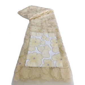 Tela de Encaje Indio <span class=keywords><strong>George</strong></span> con Bordado de Flores Personalizado, Diseño Nuevo de Moda 2014, Venta al Por Mayor - Product Image 4