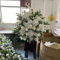 Boule de fleurs en plastique en gros, grande boule de roses, centre de table, boule de fleurs rose pour décoration de mariage