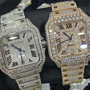 Montre-bracelet automatique unisexe de luxe en moissanite VVS, cadran saphir 42 mm, affichage par aiguilles, étanche 30 bars - Product Image 1