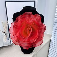 Grande fleur artificielle 3D multicouche colorée, patch brodé en organza, dentelle en tissu 100% polyester, maille pour vêtements de mode