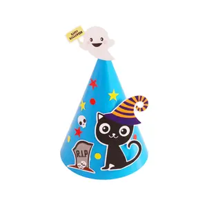 Ychon 할로윈 파티 장식 종이 모자 휴일 테마 모자 호박 마녀 박쥐 모자 도매
