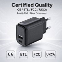Vente flash - Chargeur rapide USB-A USB-C PD20W avec prise EU, noir et blanc, adaptateur secteur USB universel certifié CE UKCA