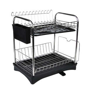 Escurridor de Platos de Acero Inoxidable de 2 Niveles, Grande y Multifuncional - Product Image 1