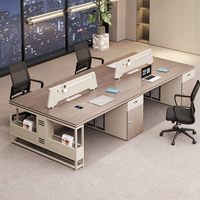 BGZ-241X Ensemble de bureaux et chaises de bureau en bois, design simple et minimaliste, pour 4/6 personnes, poste de travail cloisonné pour employés