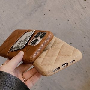 NOUVEAU Étui de téléphone à fentes pour cartes, texture litchi, style japonais et coréen, série Maillard Color, pour iPhone 15 Pro 14 13 - Product Image 2