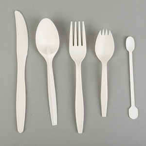 Nhà Máy Giá dùng một lần thiết lập dao kéo 100% compostable phân hủy sinh học PLA combo dùng một lần thiết lập dao kéo với dĩa thìa dao - Product Image 3