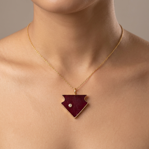 Fashion jewelry <b>necklaces</b> jade turquoise gemstone arrowhead pendant with cz accents 18k gold plated geometric <b>statement</b> <b>necklace</b> - Product Image 3