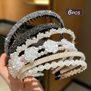 Diadema de Perlas y Flores de Diseño Exclusivo y Elegante, Estilo Lujoso y Ligero, Diadema para Mujer, Joyería de Moda al por Mayor - Product Image 3