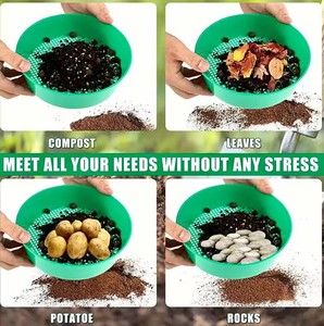 <b>Plastic</b> Garden Soil Hand Vibrate Sieve Tools Lightweight Durable Sifting Pan Netting Soil Sieve for Courtyard Balcony - Product Image 3