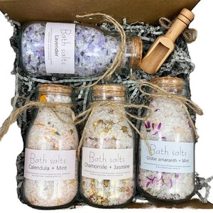 OEM ODM Relaxing Vegan Organic Herbal Mixed Epsom <strong>Bath</strong> <strong>Salt</strong> With Flowers Scented Bathing Spa Set - Product Image 1