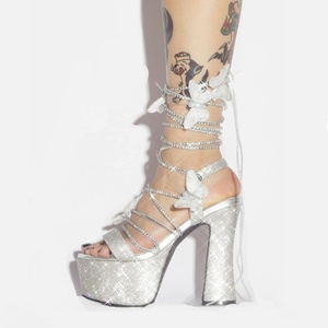 Sandales à plateforme de créateur de mode, talons à lacets, style Pixie Queen, chaussures sexy en cristal <span class=keywords><strong>papillon</strong></span> - Product Image 1