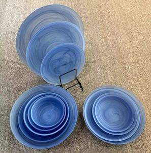 Ensemble d'assiettes et de bols en verre alabastre bleu vert pour la maison et l'hôtel, pas cher - Product Image 5