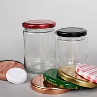 Grand pot rond en verre recyclé de 500ml 1000ml avec couvercle en métal