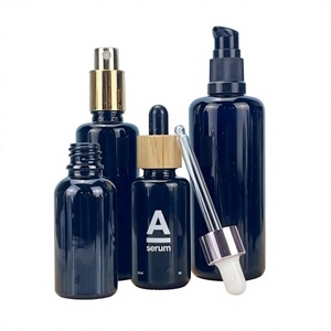 Wholesale Custom Logo Black UV Lightproof Boston <b>Glass</b> <b>Bottles</b>, <b>Empty</b> Cosmetic <b>Glass</b> Vials with Pump, Dropper & Fine Mist Spray - Product Image 2