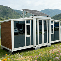Maison conteneur de luxe pliable style ferme avec salle de bain et cuisine, mini-villa mobile pour bureau et télétravail