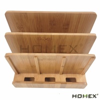Station d'accueil pour plusieurs appareils, organiseur de bureau, station de charge en bambou, support de charge pour téléphone portable en bois (sans alimentation électrique)