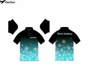 Durable Custom Made Sublimation Ombre Printing Gradient Color POLO Shirts for Cheer&Dance Gymnastics Athletics Practice Wear Tee