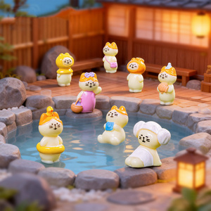 Adorables figurines de chats Zakka Onsen en résine, miniatures pour jardin féerique DIY, bonsaï, décoration maison & bureau & boîte surprise - Product Image 1