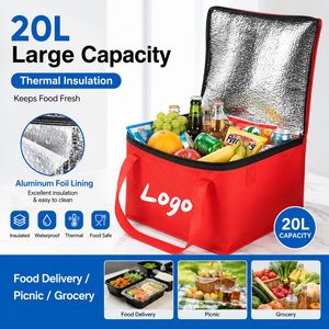Sac isotherme 20L grande capacité en aluminium, sac isotherme pliable pour livraison de repas, pique-nique, vente en gros - Product Image 2