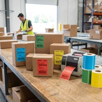 Rouleau d'étiquettes d'expédition thermiques couleur imperméables personnalisées 4x6 pouces, 500 unités, autocollants thermiques directs vierges pour imprimante d'étiquettes de bureau