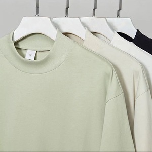 Summer Casual Short Sleeve Streetwear Solid Color Custom Logo Blank <b>Mock</b> Neckline Washed Faded <b>Tops</b> T Shirts Unisex - Product Image 6