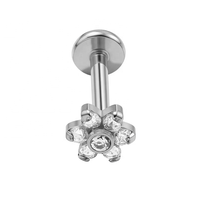 Anting-anting titanium ASTM F136 berlapis emas, bermotif bunga lucu, zircon bening, perhiasan tubuh unisex untuk pernikahan, anting tusuk Daith & Helix