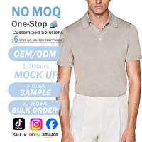 Pull gris clair en soie et coton de luxe personnalisé de haute qualité Chemises polo d'été tricotées pour hommes